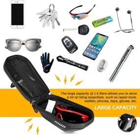 img 1 attached to 🚲 WIOR Bike Saddle Bag: Waterproof Portable Seat Bag with Zipper & Hard Shell for Mountain and Road Bikes - Black