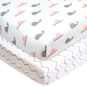img 4 attached to 🐳 American Baby Company Printed 100% Natural Cotton Jersey Knit Pack N Play Playard Sheet, Pink Whale/Zigzag, Soft & Breathable (Pack of 2) - Perfect for Girls