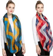 luxina 2pcs infinity scarf: lightweight printed multi-colored loop shawl essentials for women logo