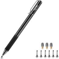 🖊️ digiroot universal stylus disc stylus pen for touch screens - 2-in-1 touch screen pen for cell phones, ipad, tablets, laptops - 9 replacement tips included (6 discs, 3 fiber tips) - black logo