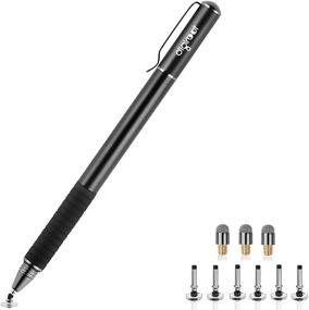img 4 attached to 🖊️ digiroot Universal Stylus Disc Stylus Pen for Touch Screens - 2-in-1 Touch Screen Pen for Cell phones, iPad, Tablets, Laptops - 9 Replacement Tips Included (6 Discs, 3 Fiber Tips) - Black