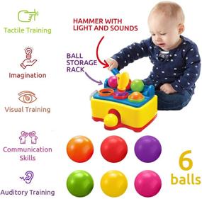 img 2 attached to Bambiya Pound a Ball Game & Baby Hammer Toy - Educational Ball Popper for Toddlers with 6 Balls & Hammer - Develop Fine Motor Skills for 3 Year Olds and Bring Hours of Fun!