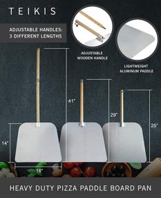 img 2 attached to 🍕 14-inch Pizza Cutter Rocker and Pizza Peel Set - Large Metal Slicer Knife Blade Chopper with 14" x 16" Heavy Duty Pizza Paddle Board Pan, Wood Handle - Premium Oven Baking Accessories