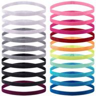 🟠 duufin 20-pack non-slip elastic headbands - colorful sweatband fashion for yoga, running, and sports - women, men, girls - 14 vibrant colors logo