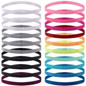 img 4 attached to 🟠 Duufin 20-Pack Non-Slip Elastic Headbands - Colorful Sweatband Fashion for Yoga, Running, and Sports - Women, Men, Girls - 14 Vibrant Colors