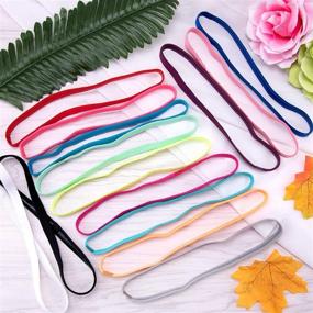 img 1 attached to 🟠 Duufin 20-Pack Non-Slip Elastic Headbands - Colorful Sweatband Fashion for Yoga, Running, and Sports - Women, Men, Girls - 14 Vibrant Colors