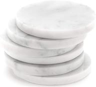 🍶 premium white marble stone coasters for drinks - 100% real solid marble set of 6 with holder - ideal housewarming & wedding gift, stylish kitchen, living room, coffee table decor logo