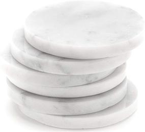 img 4 attached to 🍶 Premium White Marble Stone Coasters for Drinks - 100% Real Solid Marble Set of 6 with Holder - Ideal Housewarming & Wedding Gift, Stylish Kitchen, Living Room, Coffee Table Decor