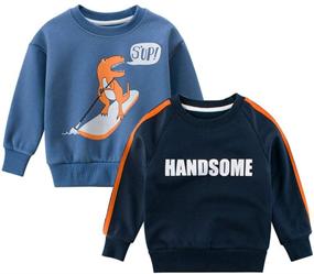 img 4 attached to 🦖 Dino-Mite Boys' Crewneck Pullover: SUPFANS Stylish Sweatshirts for Fashionable Hoodies & Sweatshirts
