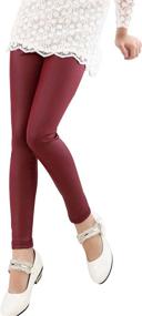 img 4 attached to 👧 Stretchy Faux Leather Leggings for Teens - Tulucky Girls Pants