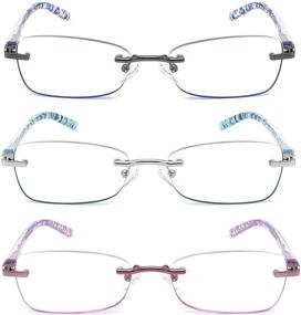 img 3 attached to 👓 CRGATV 3 Pack Rimless Reading Glasses: Blue Light Blocking Tinted Readers for Women with Spring Hinge (+2.0X)