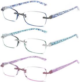 img 4 attached to 👓 CRGATV 3 Pack Rimless Reading Glasses: Blue Light Blocking Tinted Readers for Women with Spring Hinge (+2.0X)