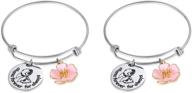 2pc ohana charm bracelet - forever & always collection, ohana jewelry with hibiscus flower charm logo