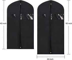 img 3 attached to Pack of 5 Zilink Black Garment Bags: 43/50 Inch Suit Covers with Clear Window for Storage and Travel - Perfect for Suit Jackets, Shirts, Coats, and Dresses