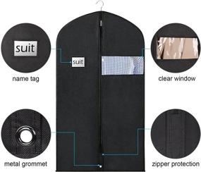 img 1 attached to Pack of 5 Zilink Black Garment Bags: 43/50 Inch Suit Covers with Clear Window for Storage and Travel - Perfect for Suit Jackets, Shirts, Coats, and Dresses