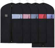 pack of 5 zilink black garment bags: 43/50 inch suit covers with clear window for storage and travel - perfect for suit jackets, shirts, coats, and dresses логотип