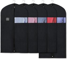 img 4 attached to Pack of 5 Zilink Black Garment Bags: 43/50 Inch Suit Covers with Clear Window for Storage and Travel - Perfect for Suit Jackets, Shirts, Coats, and Dresses