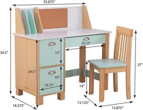 img 3 attached to 📚 KidKraft Mint Study Desk with Chair: Drawers, Extra Storage, and Bulletin Board - Sturdy, Solid, and Kid-Sized Study Set for Ages 5-10