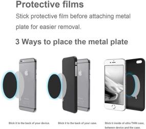 img 2 attached to 📱 12 Pack Universal Metal Plate with 3M Adhesive for Magnetic Phone Car Mount Holder Cradle - Mount Metal Plate: 6 Rectangle & 6 Round (Black)