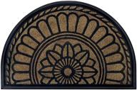 🚪 mibao non-slip half round door mat - durable rubber entrance rug for garage, patio, high traffic areas - low-profile heavy duty doormat in beige & brown - 24" x 36 logo