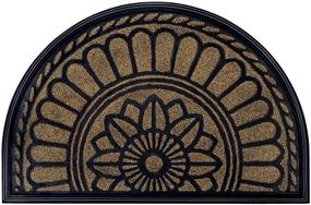 img 4 attached to 🚪 Mibao Non-Slip Half Round Door Mat - Durable Rubber Entrance Rug for Garage, Patio, High Traffic Areas - Low-Profile Heavy Duty Doormat in Beige & Brown - 24" x 36