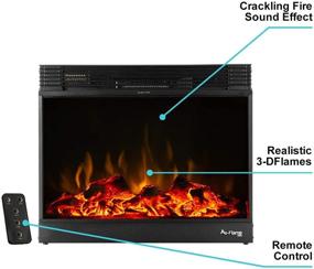 img 4 attached to 🔥 Электрическая каминная топка Vermont от e-Flame USA - реалистичные 3D-эффекты и пульт дистанционного управления для аутентичного потрескивающего огня (черный)