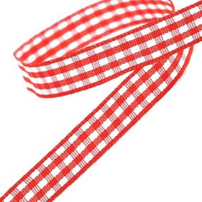 img 2 attached to 🎀 Versatile Red Gingham Craft Ribbon - Perfect for Hair Accessories, Picnic Crafts & Christmas Wrapping - 3/8"x 50Yd