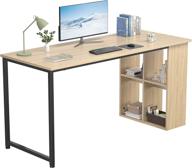 🖥️ homfio 47.2'' computer desk with storage shelves, modern home office desk with cabinets, student studying writing desk wood workstation for home office, natural finish logo