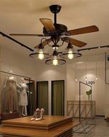 52” industrial ceiling fan with lights remote control - indoor/outdoor black ceiling fan - vintage farmhouse flush mount ceiling fan with lights - bedroom livingroom diningroom логотип