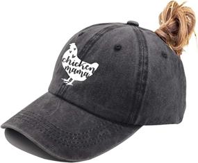 img 4 attached to 🐔 Vintage Washed Denim Chicken Mama Hat: Stylish Farm Hen Baseball Cap – Adjustable Dad Hats with Distressed Design