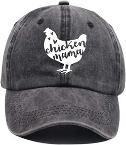 img 3 attached to 🐔 Vintage Washed Denim Chicken Mama Hat: Stylish Farm Hen Baseball Cap – Adjustable Dad Hats with Distressed Design