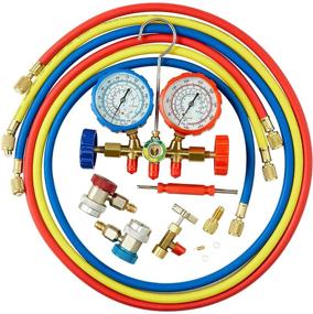 img 4 attached to 🔧 Orion Motor Tech 3-Way AC Gauges Manifold Gauge Set for Freon Charging - Fits R134A R12 R22 R502 Refrigerants, with 5FT Hoses, Adjustable Couplers, and Can Tap