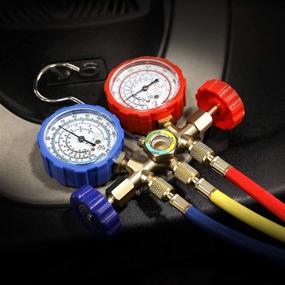 img 3 attached to 🔧 Orion Motor Tech 3-Way AC Gauges Manifold Gauge Set for Freon Charging - Fits R134A R12 R22 R502 Refrigerants, with 5FT Hoses, Adjustable Couplers, and Can Tap