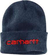 stay warm in style with 🧢 carhartt men's knit insulated logo graphic cuffed beanie logo