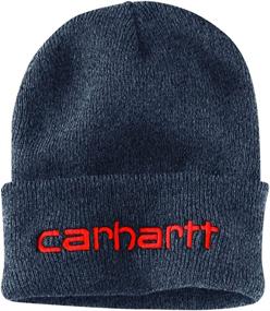 img 1 attached to Stay Warm in Style with 🧢 Carhartt Men's Knit Insulated Logo Graphic Cuffed Beanie