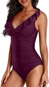 img 3 attached to 👙 Holipick Control Swimsuit: Flirty Ruffled Bathing Suit for Women's Clothing