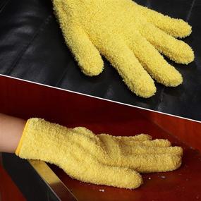 img 1 attached to Microfiber Auto Dusting Cleaning Mittens Gloves - Reusable Mittens for House Cleaning, Trucks, Cars