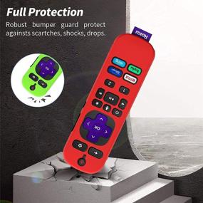 img 1 attached to 3 шт. антискользящий силиконовый чехол для пульта управления Roku Voice Remote Pro 2021 - ударопрочный защитный чехол с подвеской (Glow Blue+Green+Red) - только для 2021 года выпуска.