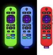 3 шт. антискользящий силиконовый чехол для пульта управления roku voice remote pro 2021 - ударопрочный защитный чехол с подвеской (glow blue+green+red) - только для 2021 года выпуска. логотип