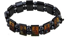 img 2 attached to 🙏 Orthodox Greek Religious Bracelet with Saints in Hematite for Christians