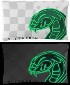 img 2 attached to Slytherin Glow in The Dark 2 Pack Reversible Pillowcases - Harry Potter Kids Super Soft Bedding (Official Product)