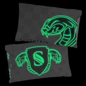 img 3 attached to Slytherin Glow in The Dark 2 Pack Reversible Pillowcases - Harry Potter Kids Super Soft Bedding (Official Product)