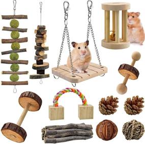 img 4 attached to 🐹 KATUMO Hamster Chew Toys – 12 PCS Natural Wooden Pine for Guinea Pigs, Rats, Chinchillas, Rabbits, Gerbils – Small Pet Accessories for Chewing, Playing, Exercise, and Teeth Care