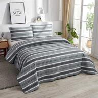 🛏️ full/queen size reversible stripe bedding sets - lightweight bedspreads, modern quilts set, all season coverlets with 2 pillow shams (gray white) logo