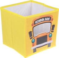 clever creations collapsible school bus storage organizer: 🚌 space-saving storage box ideal for books, shoes & games logo