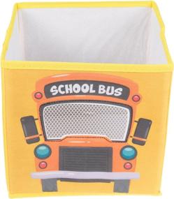 img 3 attached to Clever Creations Collapsible School Bus Storage Organizer: 🚌 Space-Saving Storage Box Ideal for Books, Shoes & Games