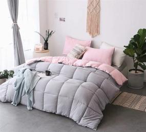 img 1 attached to 🛏️ KASENTEX Reversible All Season Down Alternative Quilted Comforter Set with Sham(s) - Ultra Soft Hypoallergenic Duvet Insert, Queen Size, Pink Potpourri/Quartz Silver - Machine Washable
