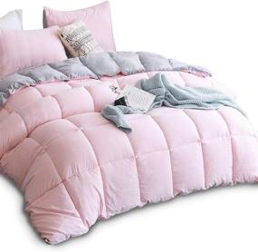 img 4 attached to 🛏️ KASENTEX Reversible All Season Down Alternative Quilted Comforter Set with Sham(s) - Ultra Soft Hypoallergenic Duvet Insert, Queen Size, Pink Potpourri/Quartz Silver - Machine Washable