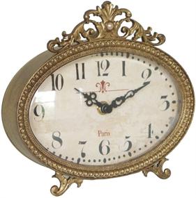 img 3 attached to 🕰️ NIKKY HOME Vintage Table Clock in French Turquoise Rococo Style - Battery Operated Rustic Design for Living Room, Bedroom, Bedside, Desk - Gold Gifting Clock