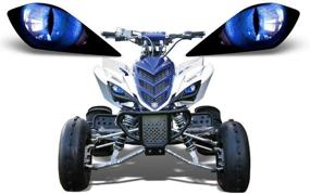 img 2 attached to 🔵 Enhance Your Yamaha Raptor's Look with AMR Racing Eclipse Blue ATV Headlight Eye Graphics Decal Cover!